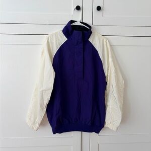 Vintage Oduffel Nylon Cream Purple Quarter Zip Jacket Size Small 90’s